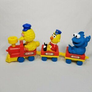 Illco Sesame Street Big Bird Bert Cookie Monster Train Engine Car Wind-Up Toy